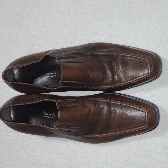 Santoni Brown Soft Leather Square Toe Dress Loafers Size 12 Mens